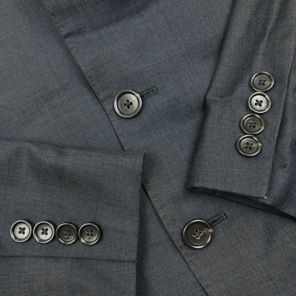 J Crew 36S Ludlow Slim Fit Italian Wool Sharkskin Blue Sport Coat Suit Jacket - Picture 4 of 10